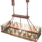 Meyda Lighting Pine Lake 42" 8-Light Rust Inverted Island Pendant Light With Green & Botticino Idalight Shade Glass