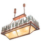 Meyda Lighting Pine Lake 42" 8-Light Rust Inverted Island Pendant Light With Green & Botticino Idalight Shade Glass