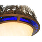 Meyda Lighting Pine Lake 54" 8-Light Antique Copper Inverted Pendant Light With Blue Art Glass & Beige Idalight Shade