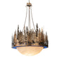 Meyda Lighting Pine Lake 54" 8-Light Antique Copper Inverted Pendant Light With Blue Art Glass & Beige Idalight Shade