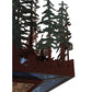 Meyda Lighting Pine Lake 57" 6-Light Rust Inverted Pendant Light With Silver Mica and Blue Art Shade Glass