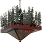 Meyda Lighting Pine Lake 57" 6-Light Rust Inverted Pendant Light With Silver Mica and Blue Art Shade Glass