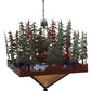 Meyda Lighting Pine Lake 57" 6-Light Rust Inverted Pendant Light With Silver Mica and Blue Art Shade Glass
