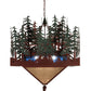 Meyda Lighting Pine Lake 57" 6-Light Rust Inverted Pendant Light With Silver Mica and Blue Art Shade Glass