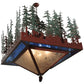 Meyda Lighting Pine Lake 57" 6-Light Rust Inverted Pendant Light With Silver Mica and Blue Art Shade Glass