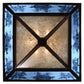 Meyda Lighting Pine Lake 57" 6-Light Rust Inverted Pendant Light With Silver Mica and Blue Art Shade Glass