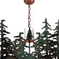 Meyda Lighting Pine Lake 57" 6-Light Rust Inverted Pendant Light With Silver Mica and Blue Art Shade Glass