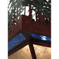 Meyda Lighting Pine Lake 57" 6-Light Rust Inverted Pendant Light With Silver Mica and Blue Art Shade Glass