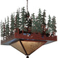 Meyda Lighting Pine Lake 57" 6-Light Rust Inverted Pendant Light With Silver Mica and Blue Art Shade Glass