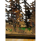 Meyda Lighting Pine Lake 60" 8-Light Dark Burnished Antique Copper Inverted Pendant Light With Beige & Greenish Brown Art Shade Glass