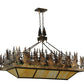 Meyda Lighting Pine Lake 60" 8-Light Dark Burnished Antique Copper Inverted Pendant Light With Beige & Greenish Brown Art Shade Glass