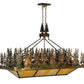 Meyda Lighting Pine Lake 60" 8-Light Dark Burnished Antique Copper Inverted Pendant Light With Beige & Greenish Brown Art Shade Glass
