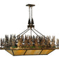 Meyda Lighting Pine Lake 60" 8-Light Dark Burnished Antique Copper Inverted Pendant Light With Beige & Greenish Brown Art Shade Glass