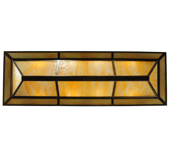 Meyda Lighting Pine Lake 60" 8-Light Dark Burnished Antique Copper Inverted Pendant Light With Beige & Greenish Brown Art Shade Glass