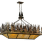 Meyda Lighting Pine Lake 60" 8-Light Dark Burnished Antique Copper Inverted Pendant Light With Beige & Greenish Brown Art Shade Glass