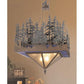Meyda Lighting Pine Lake 60"Sq 12-Light Rust & Green Trees Inverted Pendant Light With Blue & Silver Mica Shade Glass