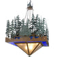 Meyda Lighting Pine Lake 60"Sq 12-Light Rust & Green Trees Inverted Pendant Light With Blue & Silver Mica Shade Glass