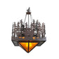 Meyda Lighting Pine Lake 87" 12-Light Cafe Noir Inverted Pendant Light With Amber Mica Shade Glass