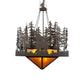 Meyda Lighting Pine Lake 87" 12-Light Cafe Noir Inverted Pendant Light With Amber Mica Shade Glass