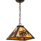 Meyda Lighting Pine Needle 14" 3-Light Oil Rubbed Bronze Pendant Light With Ambra Siena Idalight Shade