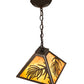 Meyda Lighting Pine Needle 14" 3-Light Oil Rubbed Bronze Pendant Light With Ambra Siena Idalight Shade