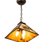 Meyda Lighting Pine Needle 14" 3-Light Oil Rubbed Bronze Pendant Light With Ambra Siena Idalight Shade