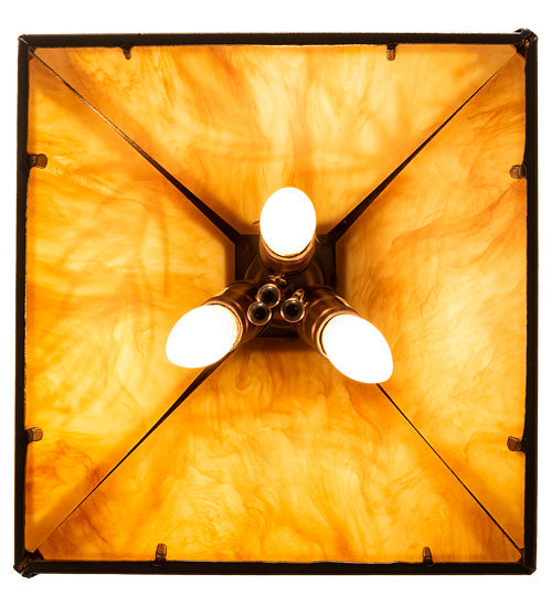 Meyda Lighting Pine Needle 14" 3-Light Oil Rubbed Bronze Pendant Light With Ambra Siena Idalight Shade
