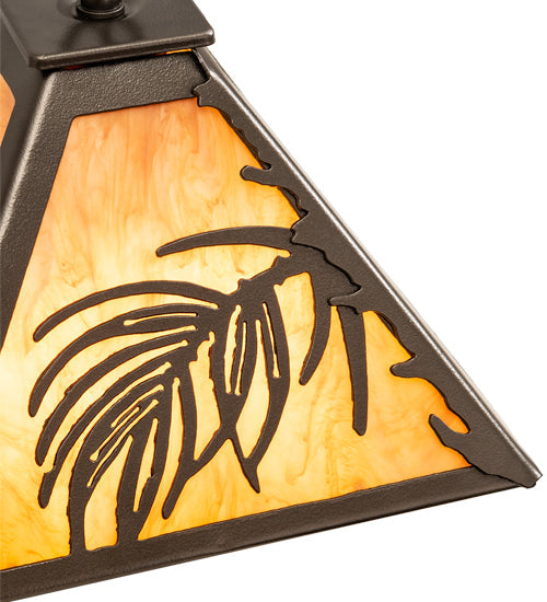 Meyda Lighting Pine Needle 14" 3-Light Oil Rubbed Bronze Pendant Light With Ambra Siena Idalight Shade