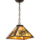 Meyda Lighting Pine Needle 14" 3-Light Oil Rubbed Bronze Pendant Light With Ambra Siena Idalight Shade