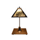 Meyda Lighting Pine Needle 17" Mahogany Bronze Table Lamp With White Iridescent Shade Glass