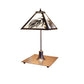 Meyda Lighting Pine Needle 17" Mahogany Bronze Table Lamp With White Iridescent Shade Glass