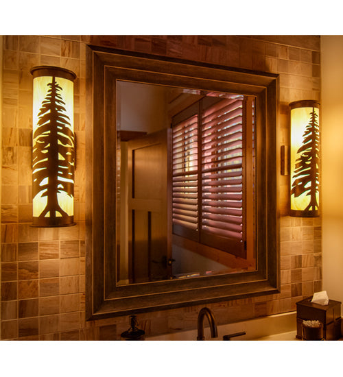 Meyda Lighting Pine Tree 6" 2-Light Dark Burnished Antique Copper Wall Sconce With Creme Carrare Idalight Shade Glass