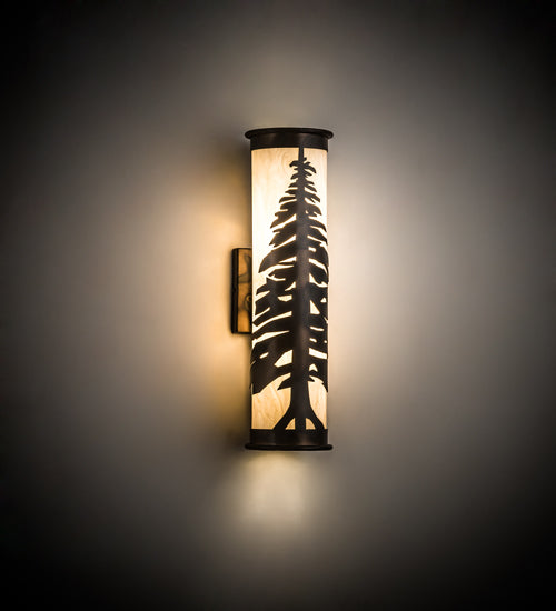 Meyda Lighting Pine Tree 6" 2-Light Dark Burnished Antique Copper Wall Sconce With Creme Carrare Idalight Shade Glass