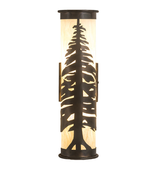Meyda Lighting Pine Tree 6" 2-Light Dark Burnished Antique Copper Wall Sconce With Creme Carrare Idalight Shade Glass