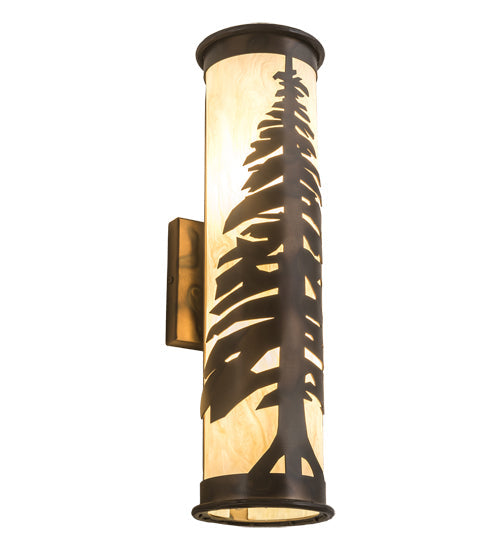 Meyda Lighting Pine Tree 6" 2-Light Dark Burnished Antique Copper Wall Sconce With Creme Carrare Idalight Shade Glass