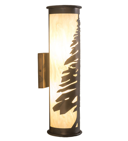 Meyda Lighting Pine Tree 6" 2-Light Dark Burnished Antique Copper Wall Sconce With Creme Carrare Idalight Shade Glass