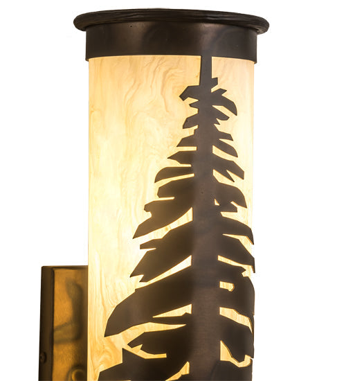 Meyda Lighting Pine Tree 6" 2-Light Dark Burnished Antique Copper Wall Sconce With Creme Carrare Idalight Shade Glass