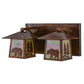 Meyda Lighting Pine Tree and Bear 22" 2-Light Vintage Copper Vanity Light With Beige Iridescent Shade Glass
