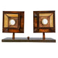 Meyda Lighting Pine Tree and Bear 22" 2-Light Vintage Copper Vanity Light With Beige Iridescent Shade Glass