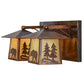 Meyda Lighting Pine Tree and Bear 22" 2-Light Vintage Copper Vanity Light With Beige Iridescent Shade Glass