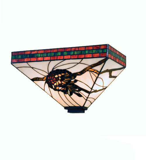 Meyda Lighting Pinecone 14" 2-Light Mission Wall Sconce With Multi-Colored Shade Glass
