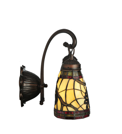 Meyda Lighting Pinecone 15" 2-Light Mahogany Bronze Wall Sconce With Multi-Colored Shade Glass