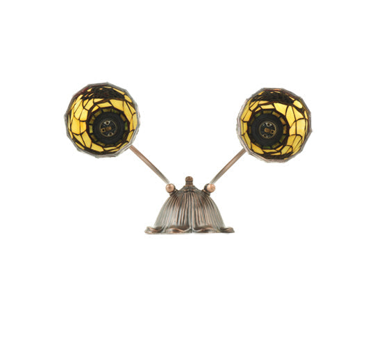 Meyda Lighting Pinecone 15" 2-Light Mahogany Bronze Wall Sconce With Multi-Colored Shade Glass