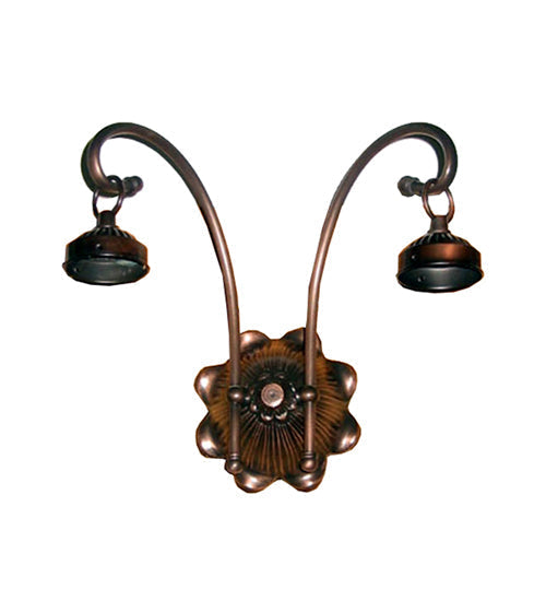 Meyda Lighting Pinecone 15" 2-Light Mahogany Bronze Wall Sconce With Multi-Colored Shade Glass