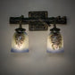 Meyda Lighting Pinecone 16" 2-Light Black Verdigris & Gold Highlights Wall Sconce With Multi-Colored Hand Painted Shade Glass