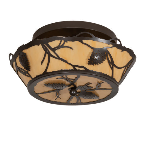 Meyda Lighting Pinecone 16" 2-Light Timeless Bronze Flush Mount Light With Tawnyrock Idalight Acrylic Shade