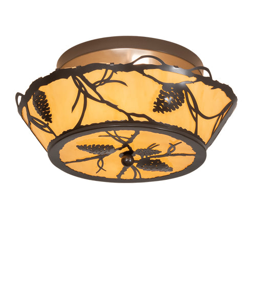 Meyda Lighting Pinecone 16" 2-Light Timeless Bronze Flush Mount Light With Tawnyrock Idalight Acrylic Shade