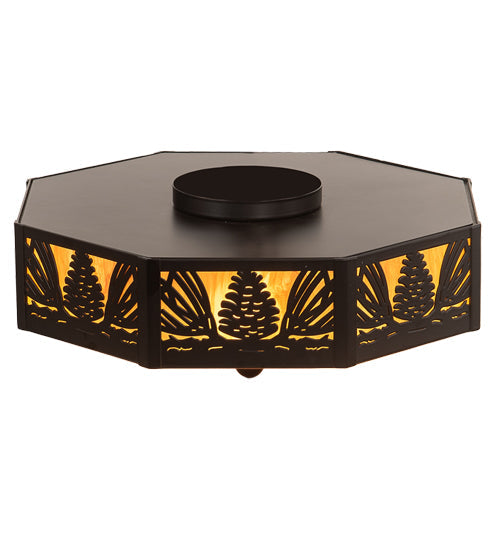 Meyda Lighting Pinecone 16" 4-Light Solar Black Flush Mount Light With Ambra Siena Idalight Shade