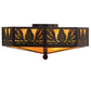 Meyda Lighting Pinecone 16" 4-Light Solar Black Flush Mount Light With Ambra Siena Idalight Shade