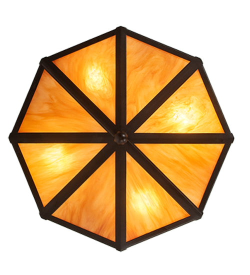 Meyda Lighting Pinecone 16" 4-Light Solar Black Flush Mount Light With Ambra Siena Idalight Shade